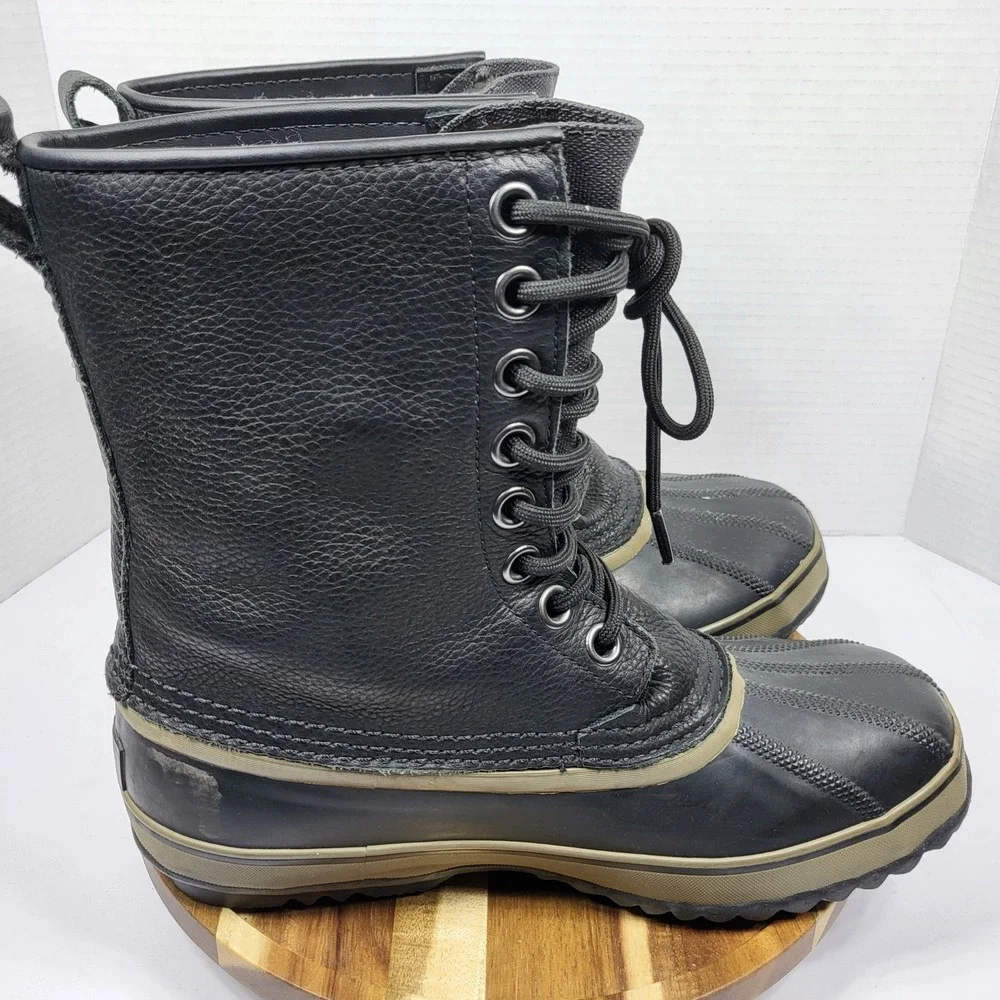 Sorel 1964 Premium T Mens Boots Size 8 Black Waterproof Leather Duck Snow NM1561